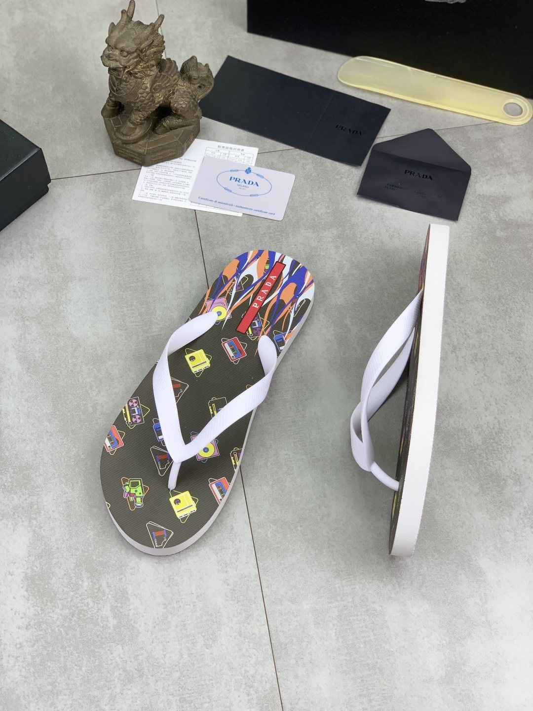 Prada Multicolor Print Flip-Flops