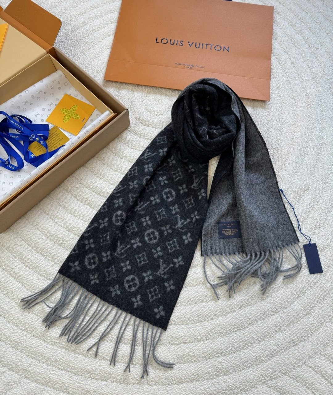 Louis Vuitton Reversible Monogram Fringed Scarf